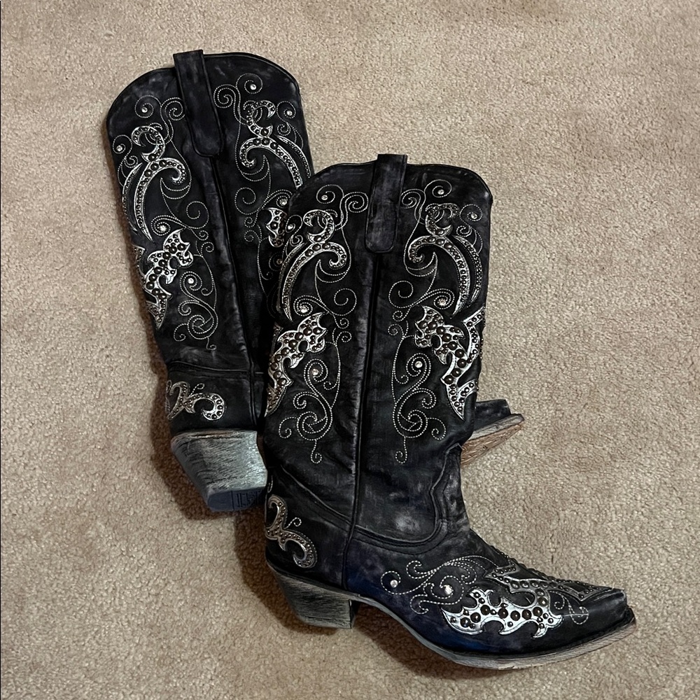 Corral Embroidered Black Western Boots - image 1